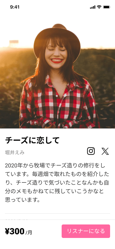 チャンネルサンプル画面